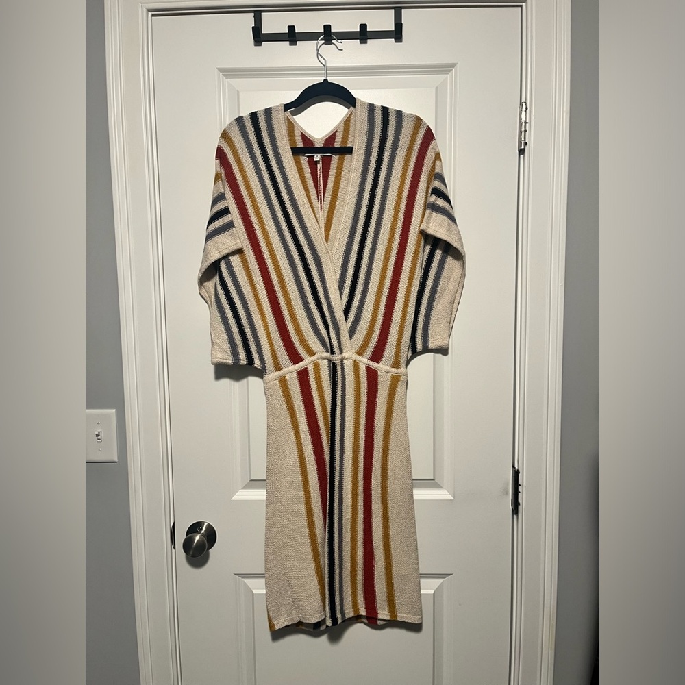 Striped V-Neck Sweater Dress